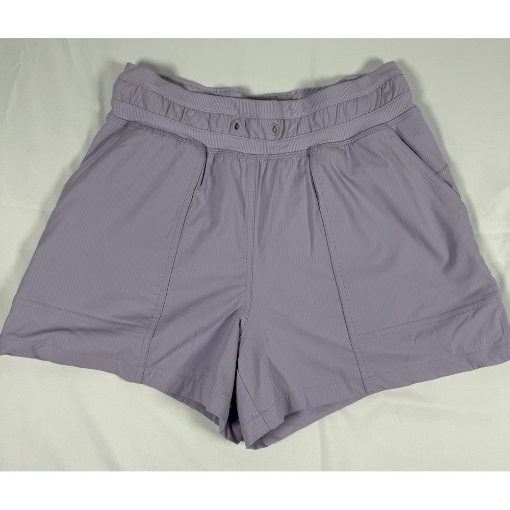 Lululemon Lavender Purple Pinstripe Athletic Shorts Women Small 4 6 Pockets
